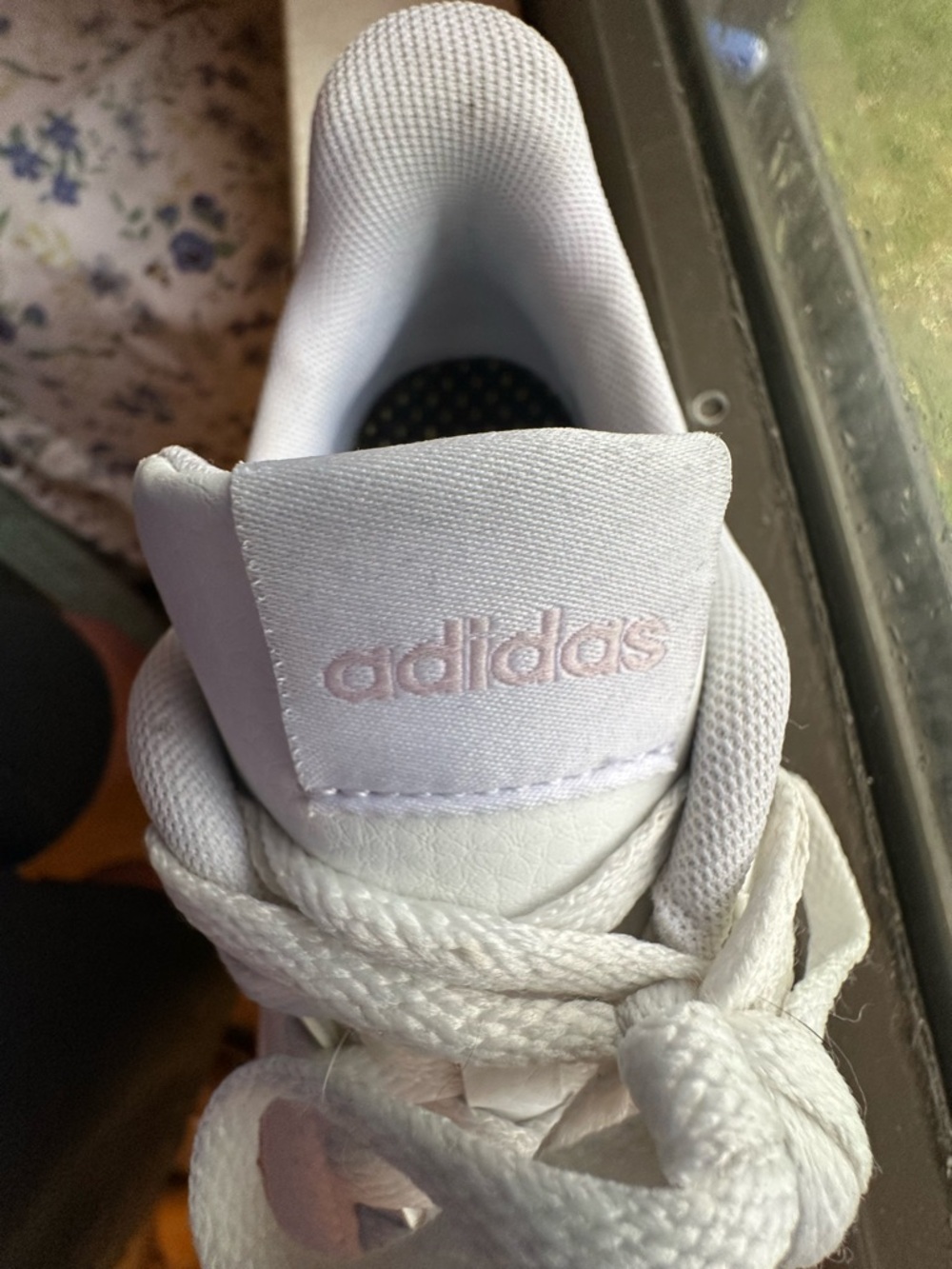 adidas White with Light Pink Accent Women's Athletic Shoes